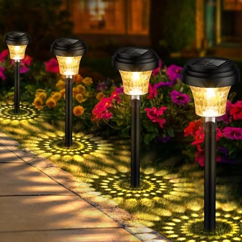 FOMYHEARD Lampe Solaire Exterieur Jardin 8 Pièces, Lumiere Solaire Exterieur avec Lumière Chaude et 7 Couleurs RVB, IP65 Étanche Eclairage Exterieur Solaire pour Chemins, Decoration Jardin Exterieur