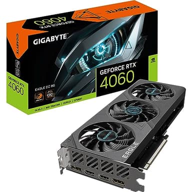 Gigabyte NVIDIA GeForce RTX 4060 EAGLE OC Carte graphique - 8GB GDDR6, 128-bit, PCI-E 4.0, 2505MHz Core Clock, 2x DP 1.4, 2x HDMI 2.1a, NVIDIA DLSS 3 - GV-N4060EAGLE OC-8GD