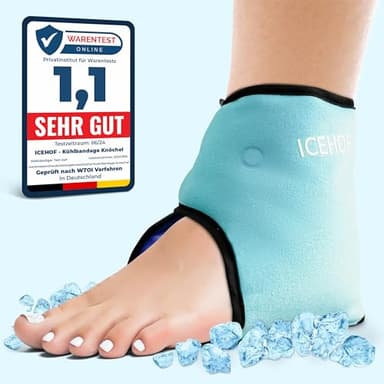 ICEHOF Coussinets de refroidissement pour cheville - gel de refroidissement, thérapie par le froid, rhumatisme, douleurs à la cheville, bandage de cheville talons pieds (1 pièce)
