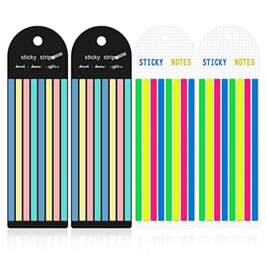 640 pièces Highlighter Long Strips, Notes Adhesive Transparent Onglet Marque d'Indexation Adhésifs Marqueurs de Pages pour Annoter des Livres Note d'Index Mémoire Bureau École (8 Couleurs)