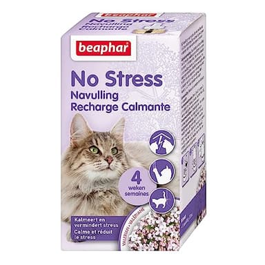 BEAPHAR – NO STRESS – Recharge pour diffuseur électrique calmant à la Valériane pour chat – Réduit stress et problèmes comportementaux sans dépendance ni somnolence – 1 recharge 30 ml – 4 semaines