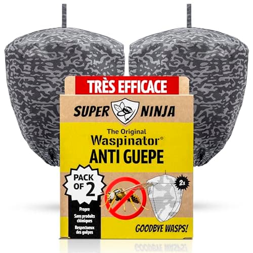 Super Ninja Anti Guêpes - Lot de 2, Anti Guêpes et Frelons Exterieur, Dissuasifs pour Abeilles, Faux Nid Anti-Déchirure, Idéal pour Jardin, Terrasse, Balcon