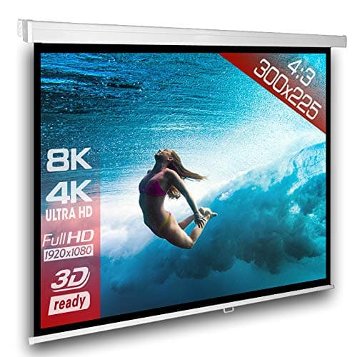 ScreenLux Écran de Projection Manuel 305 x 245 (299 x 224) cm 4:3 - Longueur du boîtier 320 cm/1,2 Gain/HDTV/3D/4K/Écran de Projection pour Home cinéma & présentations/Montage Plafond ou au Mur