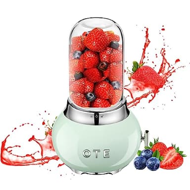 OTE Mini Blender Smoothie, Corps Acier Inoxydable, Blender Smoothie Portable avec Verre Borosilicaté épais 400ml, 20000 tr/min, 4-Blade Knife Mixeur Smoothie, Sans BPA, Vert 2