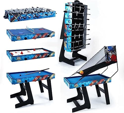 Ensemble de Table de Jeu 5 en 1 pour Enfants, Table de ping-Pong, Table de Billard, Baby-Foot, Hockey sur glissière, tir au Basket-Ball, Cadeau d'anniversaire pour Enfants, Cadeau de Noël