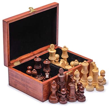 Husaria Staunton Tournoi No. 6 Jeu de pièces d'échecs avec 2 Reines supplémentaires et Une boîte en Bois, Rois de 98 millimètres
