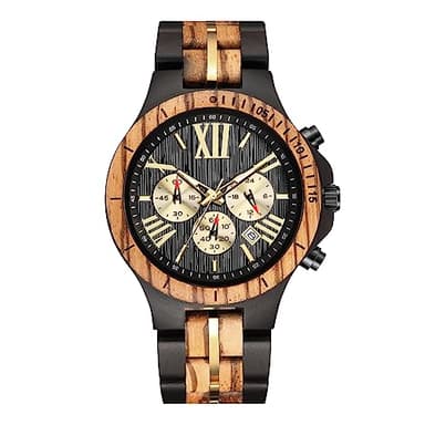 GORBEN Montre en bois pour homme, légère et tendance, montre à quartz analogique élégante, parfaite pour toutes les occasions, marron, japonais