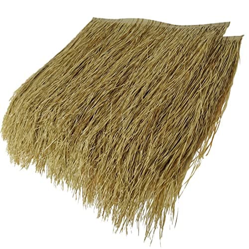 Pas d'entretien Thermofusible Chaume Panneaux Paille,PE Ignifuge Et Plus Sûr,Postuler à Tiki Bar Hawaïen Parasol Abri Jardin Gazebo DéCoration De Toit(Size:30pcs,Color:Jaune Ordinaire)