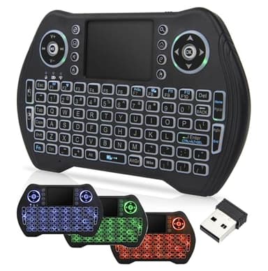 GREVA Mini Clavier sans Fil, Wireless 2,4GHz Mini Clavier Rétroéclairé sans Fil avec Pavé Tactile de Souris, Mini Clavier avec Touchpad et Touches Multimédia, pour Android TV Box Smart, PC, HTPC