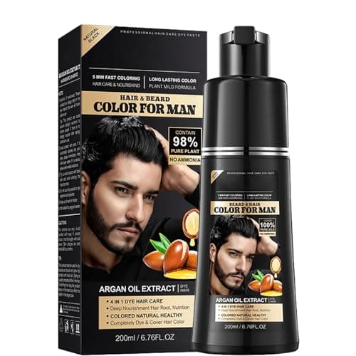 Crème Colorante pour Cheveux Noir,Coloration Cheveux Homme,Couvre Les Cheveux Blancs Et Restaure La Couleur D'Origine Pour Un Résultat Naturel, Rapide Et Facile,200ml
