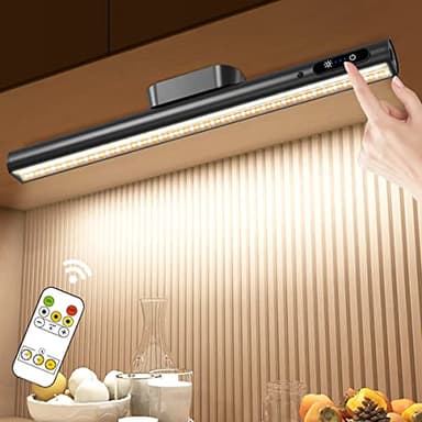 Hapfish Lampe de Bureau LED Sans Fil, 4000mAh Lumiere Rechargeable USB, Reglette LED Cuisine Magnétique avec Télécommande, Éclairage Murale pour Placard, Tableau, Miroir, Armoire, Bibliothèque