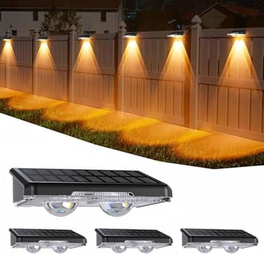 Quntis Applique Murale Exterieur Solaire Lot de 4, IP44 Étanche Lampe Solaire Exterieur avec 11 Modes, Blanc Chaud & Blanc Froid & Multicolore Applique Solaire Exterieur pour Jardin, Murale, Terrasse
