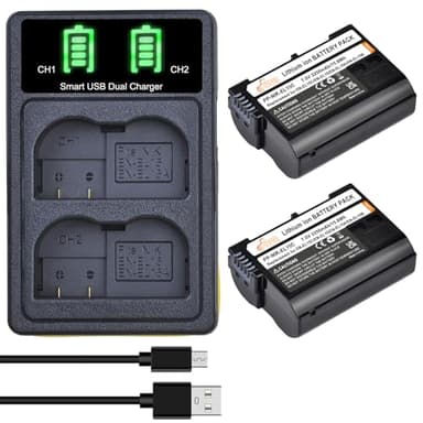 Pickle Power EN-EL15C EN-EL15 Batterie et Double Chargeur LED pour Nikon Z5 Z6 Z7 Z6II Z7II D780 D850 D7500 D500 D600 D610 D750 D800 D810 D7100 D7200 Caméra