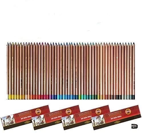 Koh-I-Noor Lot de crayons 48 pastel Gioconda à la mine tendre - Taille-crayon inclus