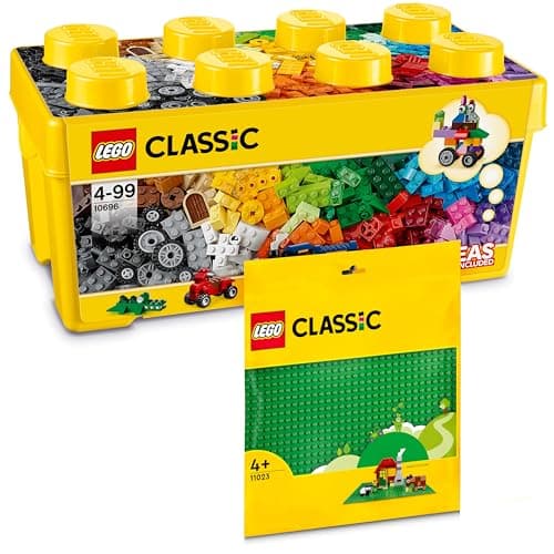 Lego Classic Boite de Briques + Lego Plaque Verte: Boîte de Lego Vrac & Plaque Lego 32x32, Lego Briques Vrac avec Plaque de Construction Lego pour Enfants à partir de 4 Ans - (Lego 10696 & 11023)