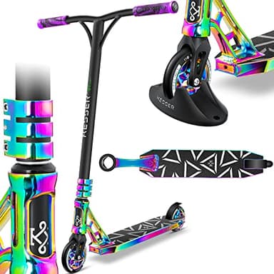 KESSER® Trougetinette de Freestyle GT-Limit 360Ḟ Direction trougetinette Funscooter Trougetinette de Freestyle avec béquille ABEC 9 roulements à Billes, Roues en PU 110 mm, Arc en Ciel