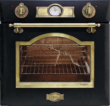 Kaiser - Four électrique encastrable de style Empire - 60 cm - Autoportant - Par Kaiser, fabricant de luxe - 67 litres - Four encastré avec boutons de commande, poignées de porte et moulures en métal solide - Système de nettoyage par catalyse - Four avec chauffage haut/bas, système d'air chaud, grille infrarouge, 8 fonctions, et rôtissoire électrique - Foyer avec triple vitrage - UVP 1406 EUR