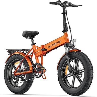 ENGWE Vélo électrique Pliable 20 "× 4.0" VTT Fat Bike 7 Vitesses avec Batterie Amovible 48V 13Ah Vélo électrique Tout-Terrain & VTT & Plage & Neige (Noir) (Orange)