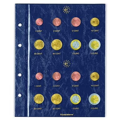 Leuchtturm Feuilles Numismatiques Vista, Euro Neutres pour 2 Séries par Feuille