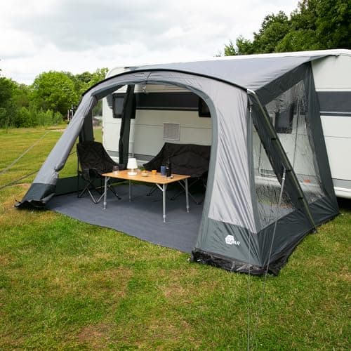 your GEAR Positano 330 Auvent de caravane avec 4 fenêtres et grande porte UV 50+ avec armature en aluminium