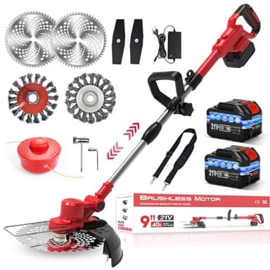 Débroussailleuse avec batterie et brosse anti-mauvaises herbes 21 V 4,0 Ah - Tondeuse à gazon électrique 4 en 1 - Pour batterie Makita - 20 000 tr/min - Manche télescopique de 1 à 45 cm - Pour couper