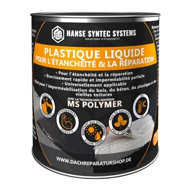 HSS® Membrane d'Étanchéité 300g - Jointe, Colle, Rebouche, Réparation de Fuites, Infiltrations, Fissures – Tous Matériaux – Directe Sans Primaire – MS Polymère - 0,33 m², MS Polymère (Gris - 300g)