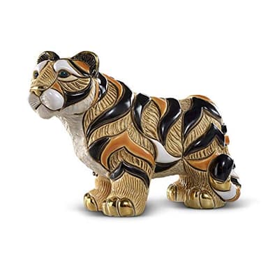 De Rosa Rinconada Tigre du Bengale Sculpture en Céramique Peinte à la Main