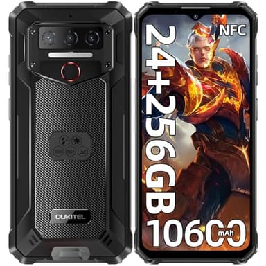 OUKITEL WP23 Plus Téléphone Portable Incassable 2025-24GO RAM+256GO ROM/1TO, Smartphone Incassable Batterie 10600mAh, Écran 6.52", Android 14 Telephone de Chantier Dual SIM/13MP/NFC/OTG/GPS - Noir