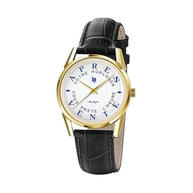 Lip Himalaya Classique Montre Homme Acier Doré Cuir Noir 670027