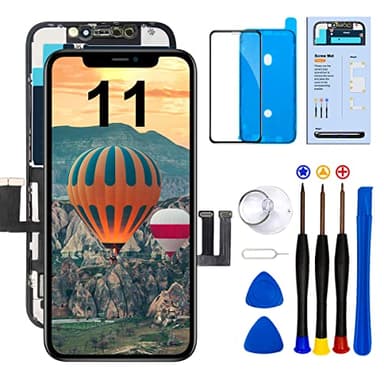 Dinow Écran Tactile de Rechange pour iPhone 11 d'écran LCD 6,1"(Noir) iphone 11 Ecran Tactile Digitizer Assembly +Kit De Réparation Complet Modèle: A2111, A2223, A2221