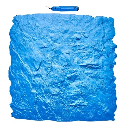VEVOR Tapis de tampons en béton, 600 x 600 mm, tapis de tampon de texture en polyuréthane pour peau de béton, empreinte de sol en ardoise, moule en béton sans couture pour décoration extérieure, bleu