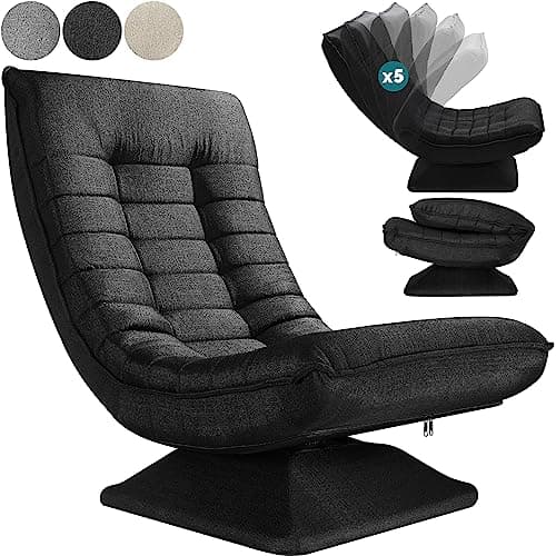 Casaria® Fauteuil Tout Confort pivotant à 360° Noir capacité de Charge de 150kg siège de Gaming 58x57x84/87cm Relaxation