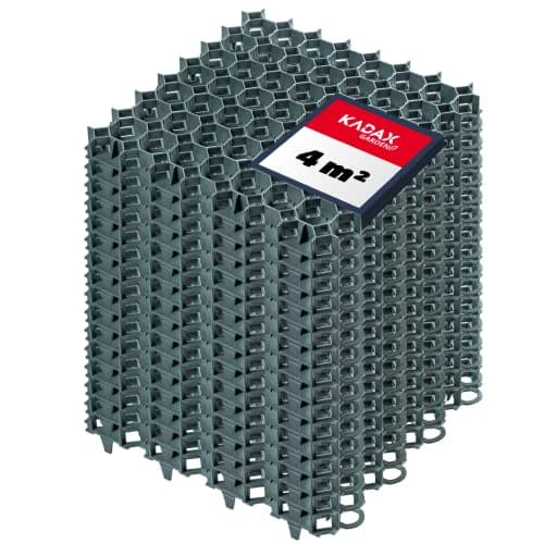 KADAX Dalles Stabilisatrices en Plastique 50 cm, Stabilisateurs de Gravier, Dalles à Engazonner pour Jardins, Grilles de Gazon (Vert, Lot de 16)