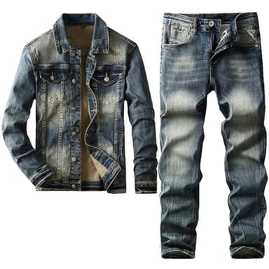Ensembles De Jeans pour Hommes Ensemble Veste Et Pantalon en Jean À Manches Longues Simple 2 Pièces 3082082 Jacket M Jeans 31