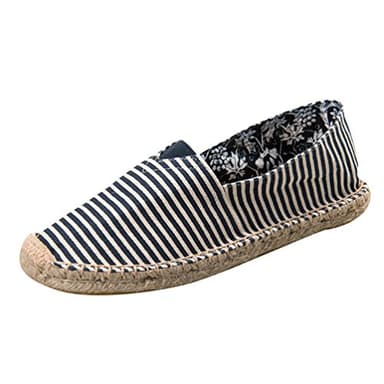 YOUJIA Rayé Espadrilles Mixte Adulte Plat Slip-on Chaussures d'été (#1 Bleu, EU 43)