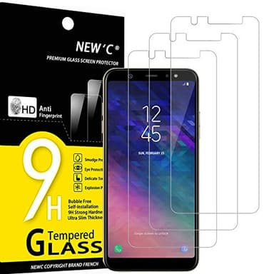 NEW'C Lot de 3, Verre Trempé pour Samsung Galaxy A6 Plus (2018), Film Protection écran sans Bulles d'air Ultra Résistant (0,33mm HD Ultra Transparent) Dureté 9H Glass