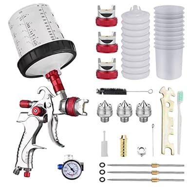 Ysislybin HVLP Professionnel Pistolet à Peinture,Pistolet à Peinture HVLP Pistolet à Pulvérisation,Pistolet à Peinture kit 10pcs Gobelets mélange Peinture la Peinture Meubles automatiques YRZ0022
