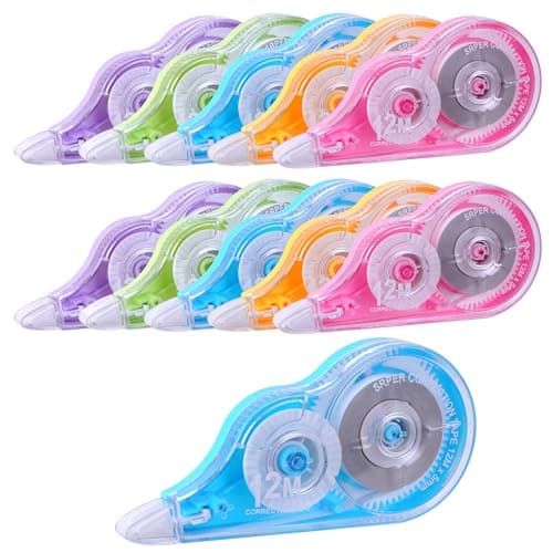 Jewan 10 PCS Rubans Correcteurs,Souris Correcteur Blanc,12m x 5 mm Correcteur Blanc à Ruban avec Capuchon,Idéal pour Papeterie, Accessoire Bureau et Fourniture Scolaire