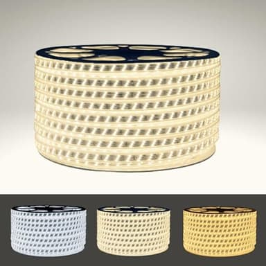 SILAMP Ruban LED 220V Recoupable 50M IP65 2835 180LED/m Triple Rangée - Blanc Neutre 4000K - 5500K