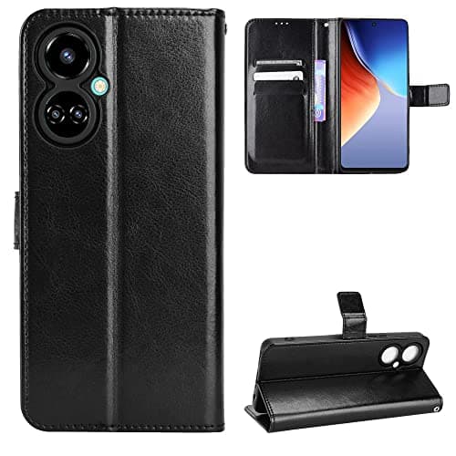 Tecno Camon 19 Coque [Étui Portefeuille] [Fonction Support] [Slots pour Cartes] [Couverture à Rabat Magnétique] Compatible avec Le Smartphone Tecno Camon 19(Noir)