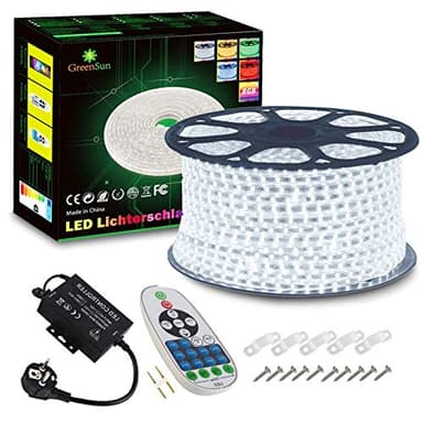 GreenSun LED Lighting Flexible Ruban à LED, 30m Blanc Froid LED Strip Light 5050 SMD, étanche IP65 LED Bande lumière Pour Les Jardins, Maisons, Cuisine, Fête de Noël [Classe énergétique E]