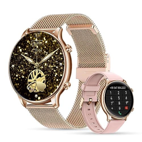 LUNIQUESHOP LSWATCH Montre Connectée Femme avec Appel Bluetooth 1.6"- Smartwatch Temperature Oxygene Sanguin Tension Fréquence Cardiaque Podomètre Sommeil Météo 2 Bracelets iOS Android +100 Sport