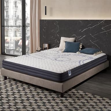 NATURALEX - Matelas PerfectSleep 140x190 cm - Soutien Mousse à mémoire de Forme - Accueil Blue Latex - Confort Équilibré - Respirant - 7 Zones - Réversible Face été/Hiver - Fabriqué en Europe