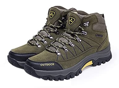 Fafazhu Chaussures de Randonnée Homme Imperméables Bottes de Trekking Extérieure Chaussures de Montagne de Marche Antidérapantes des Chaussures d'hiver Sports Armée Verte, 39 EU