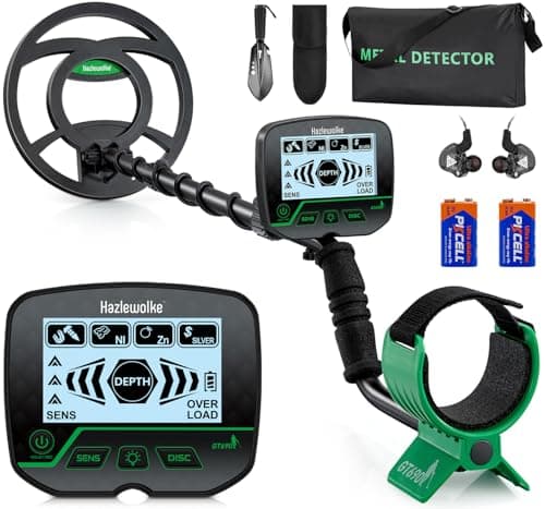 Hazlewolke Detecteur de Metaux pour Adultes et Enfants, Detecteur de Metaux Professionnel Haute Précision avec Bobine Étanches de 10 Pouces, Kit de Détecteurs de Métaux Électriques pour la Plage