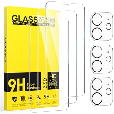 Niphabe 3 Pièces Verre Trempé pour iPhone 11 6.1" avec 3 Pièces Caméra Arrière Protecteur, Ultra Résistant Film Protection écran, Anti-Rayures, Sans Bulles Film Protection écran.