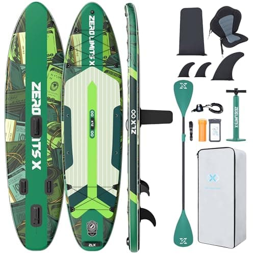 ZLX Paddle Gonflable Adulte 2 Place Stand up Paddle Gonflable avec Accessoires Sup Board pour Les Adolescents et Les Adultes de Tous Les Niveaux de compétence, Kayak/Bateau avec siège(10'6" x 33")