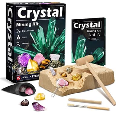 Byncceh Kit d'excavation en Cristal Scientifique de Géologie,Kit de Creuser, Kit de Fouille Fossiles Gemmes, Jouet Cadeau de Minéraux pour Enfants Garçons et Filles