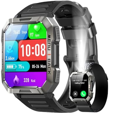 IOWODO Montre Connectée Homme, Appel Bluetooth, Écran 1.39" TFT, Moniteur Cardiofréquence/SPO2, Analyse Sommeil, 100 Modes de Sport,pour Android/iOS (Noire)