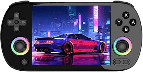 RG40XX H Console de Jeux Portable, Console de Jeux rétro avec éclairage Joystick RVB, écran IPS de 4 Pouces, Carte TF 64G intégrée et Jeux 5571, Compatible avec WiFi Blueto (Noir, 64G)
